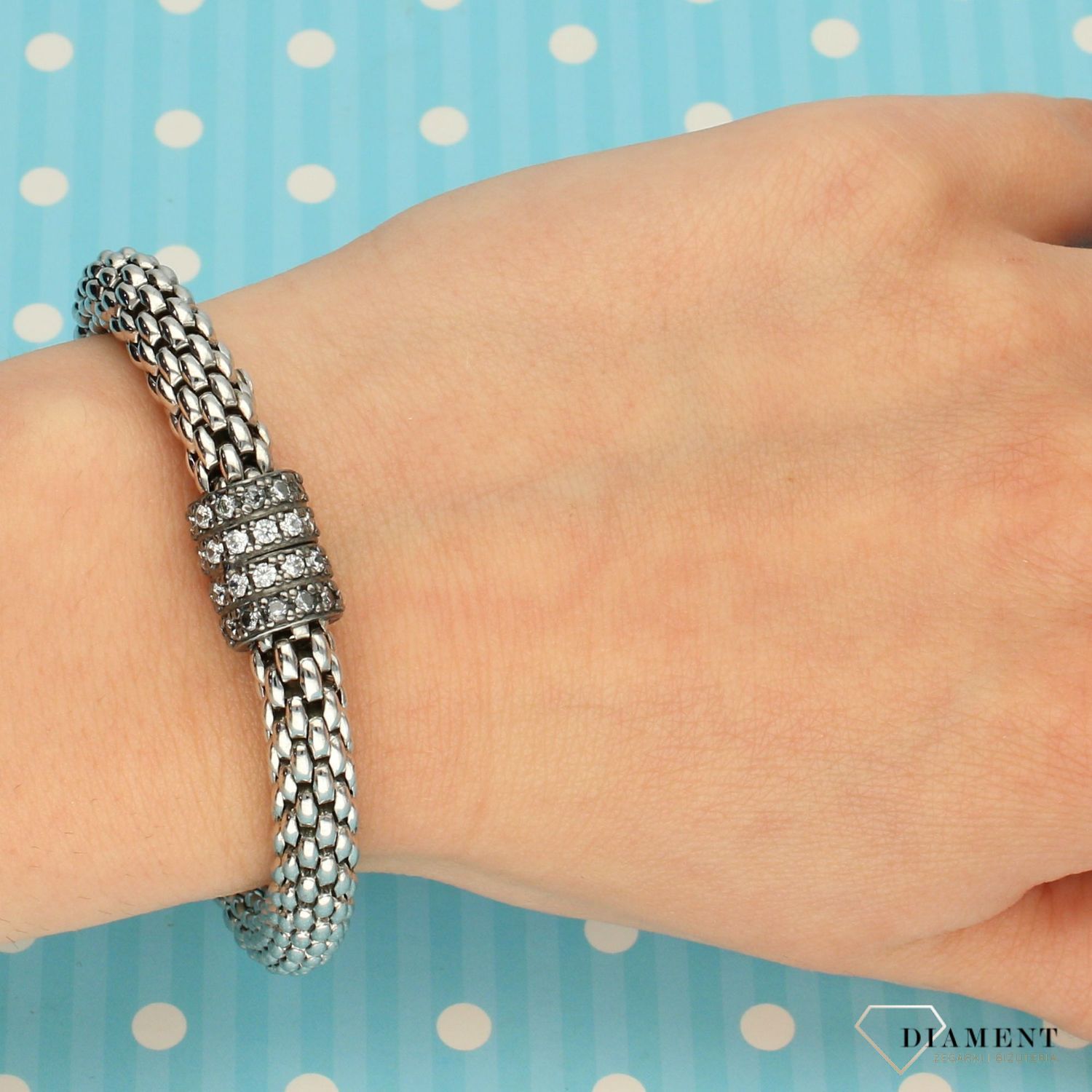 Srebrna bransoletka 925 Fope z cyrkonią Z1213 (1).jpg